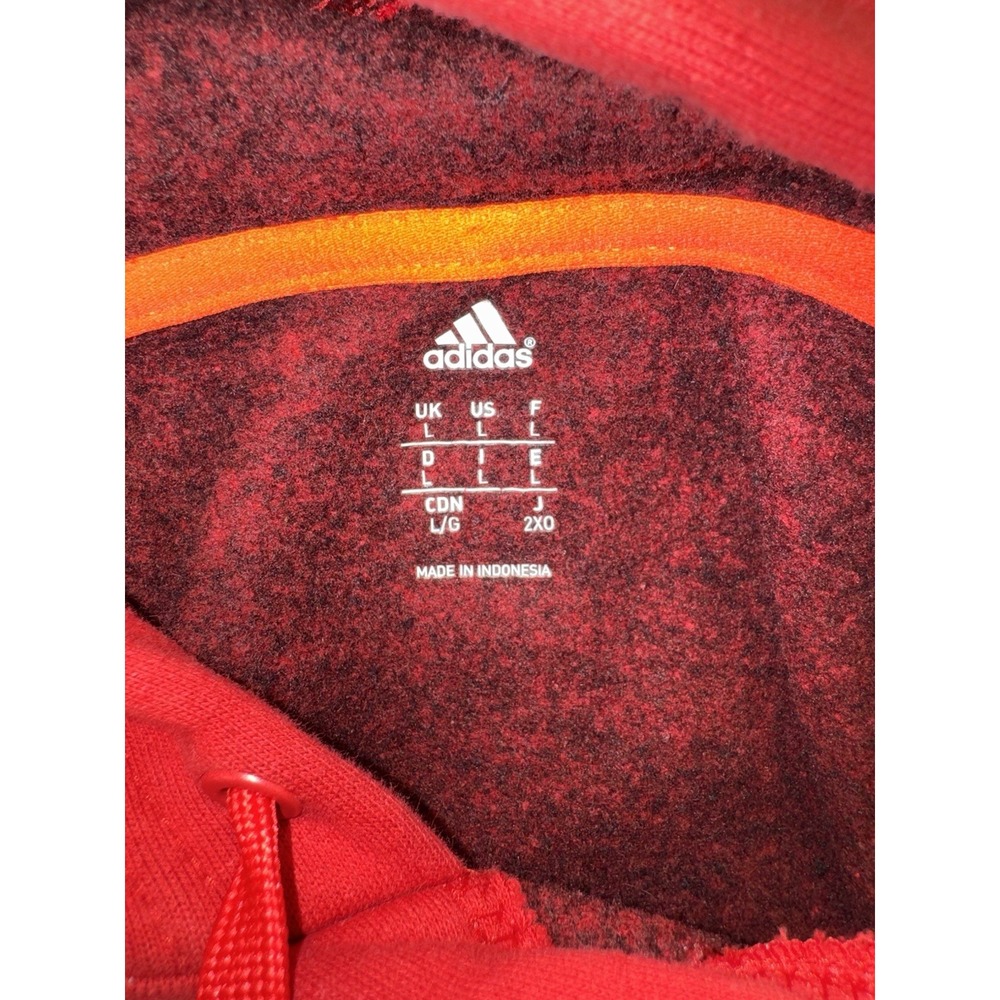 Adidas Hoodie Men's Size Large Red Pullover Fleece Logo Sweatshirt - Picture 7 of 11